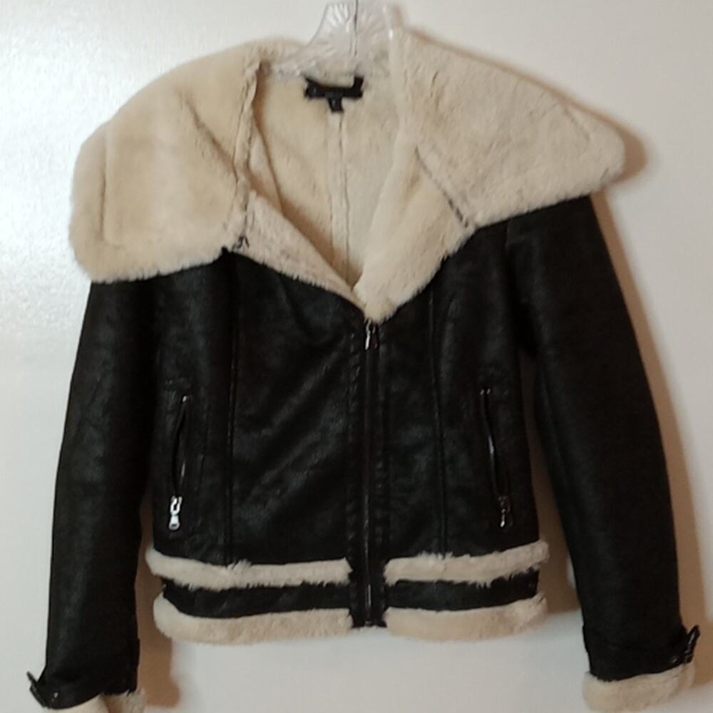 Romeo and Juliet couture size Small black jacket with faux fur. Warm.